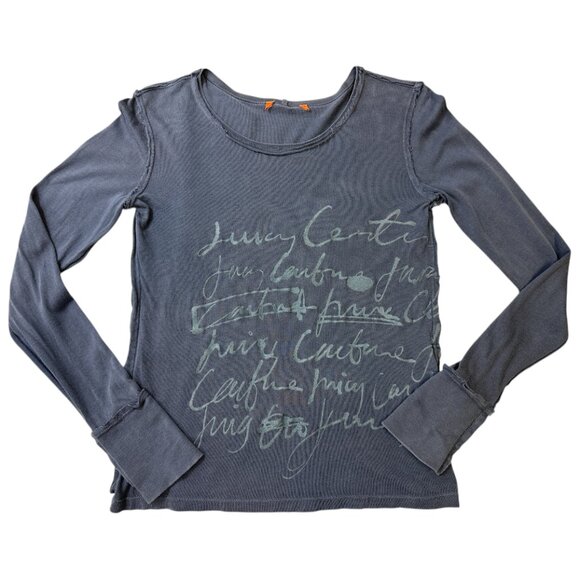 Vintage Juicy Couture Tee Shirt Blue Script Cotton Long Sleeve Size S Y2K - Picture 6 of 13